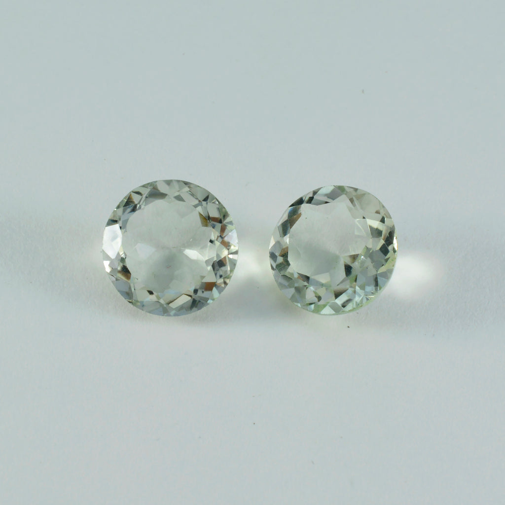 Green Amethyst 1PC Small 7x7 MM Round Faceted Green Splendid Semi Precious Gems