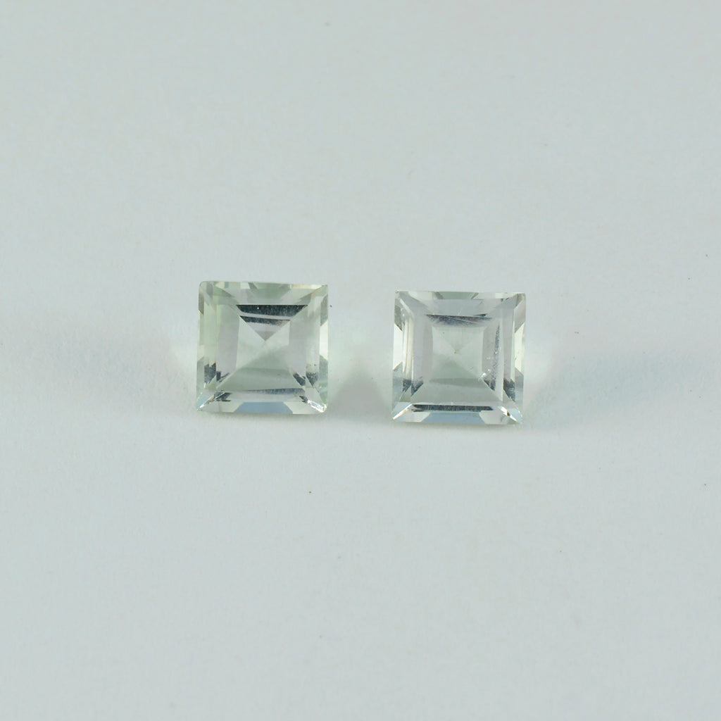 Green Amethyst 1PC Tiny 6x6 MM Square Faceted Green Polished Semi Precious Loose Gemstones