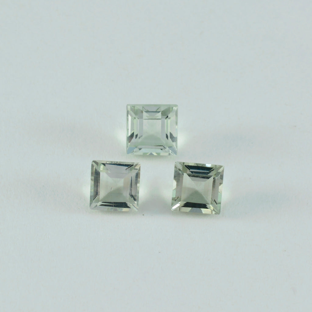Green Amethyst 10PC Tiny 3x3 MM Square Faceted Green Fiery Semi Precious Gems
