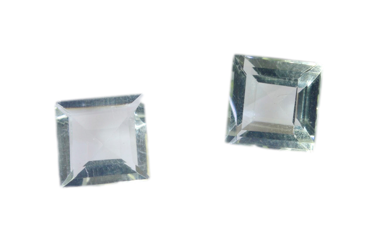Green Amethyst 1PC Tiny 6x6 MM Square Faceted Green Polished Semi Precious Loose Gemstones