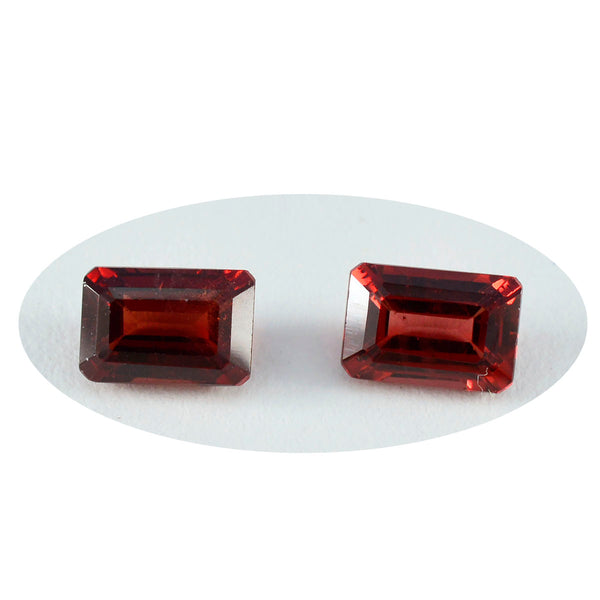 Garnet 1PC Medium 8x10 MM Emerald Faceted Red Superior Semi Precious Loose Gemstone