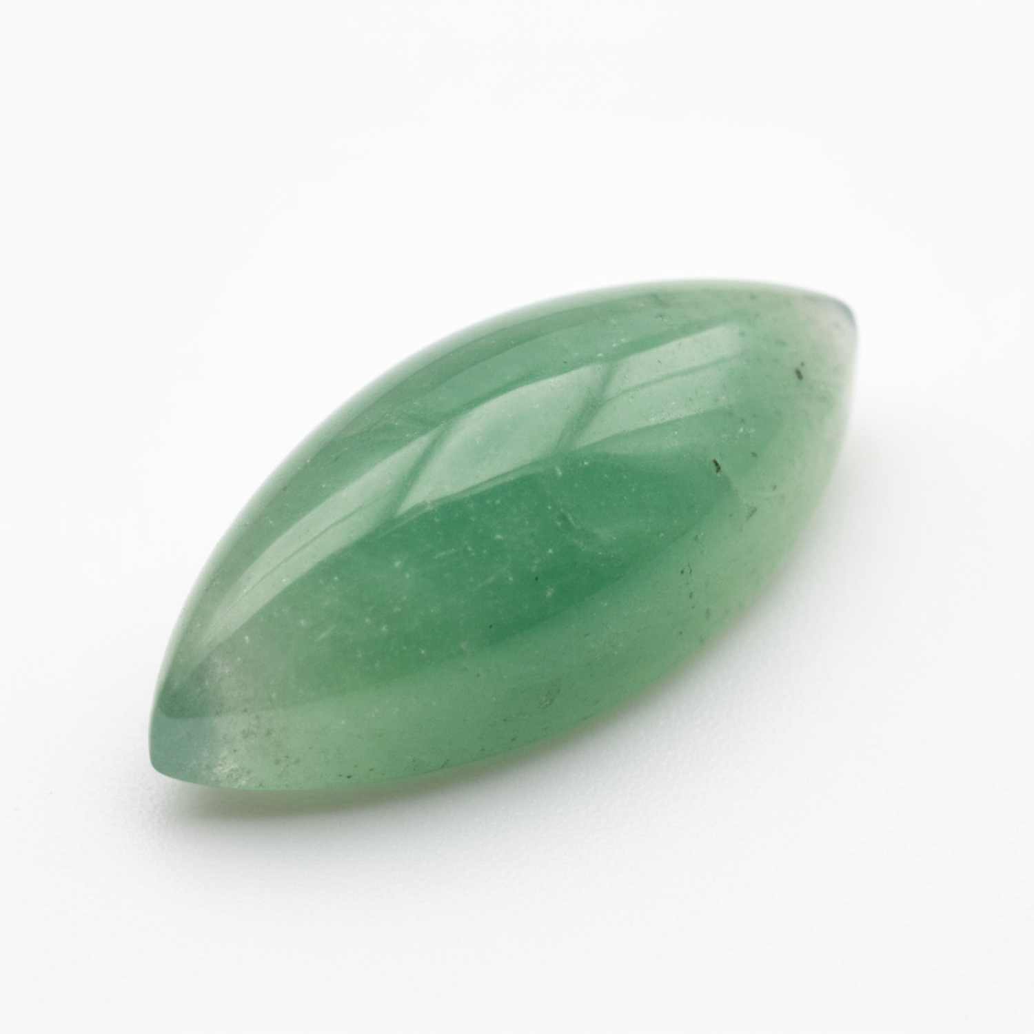 Grüner Aventurin, 1 Stück, mittelgroß, 7 x 14 mm, Marquise-Cabochon, grün, prächtige Halbedelsteine Zweitbild