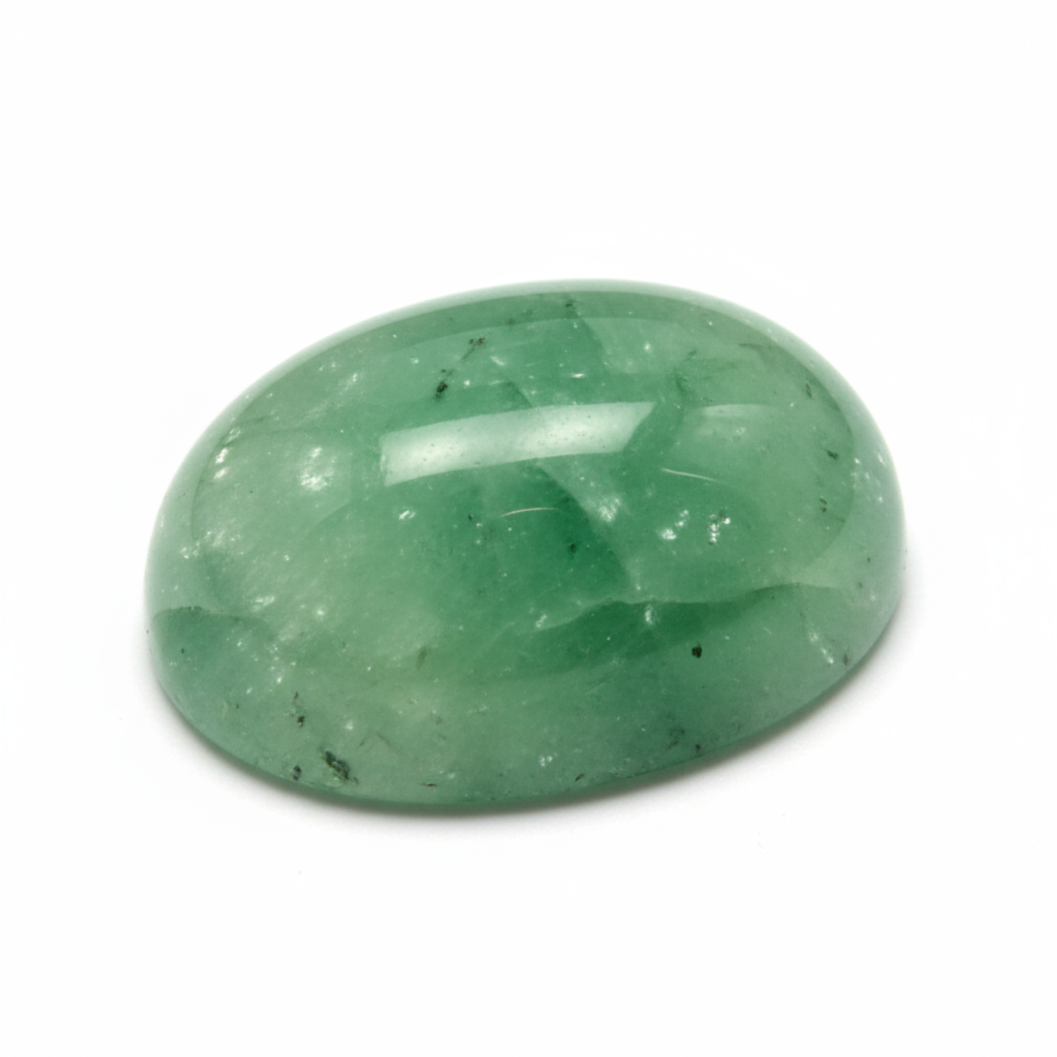 Grüner Aventurin, 1 Stück, mittelgroß, 7 x 10 mm, ovaler Cabochon, grün, hochwertiger Halbedelstein Zweitbild