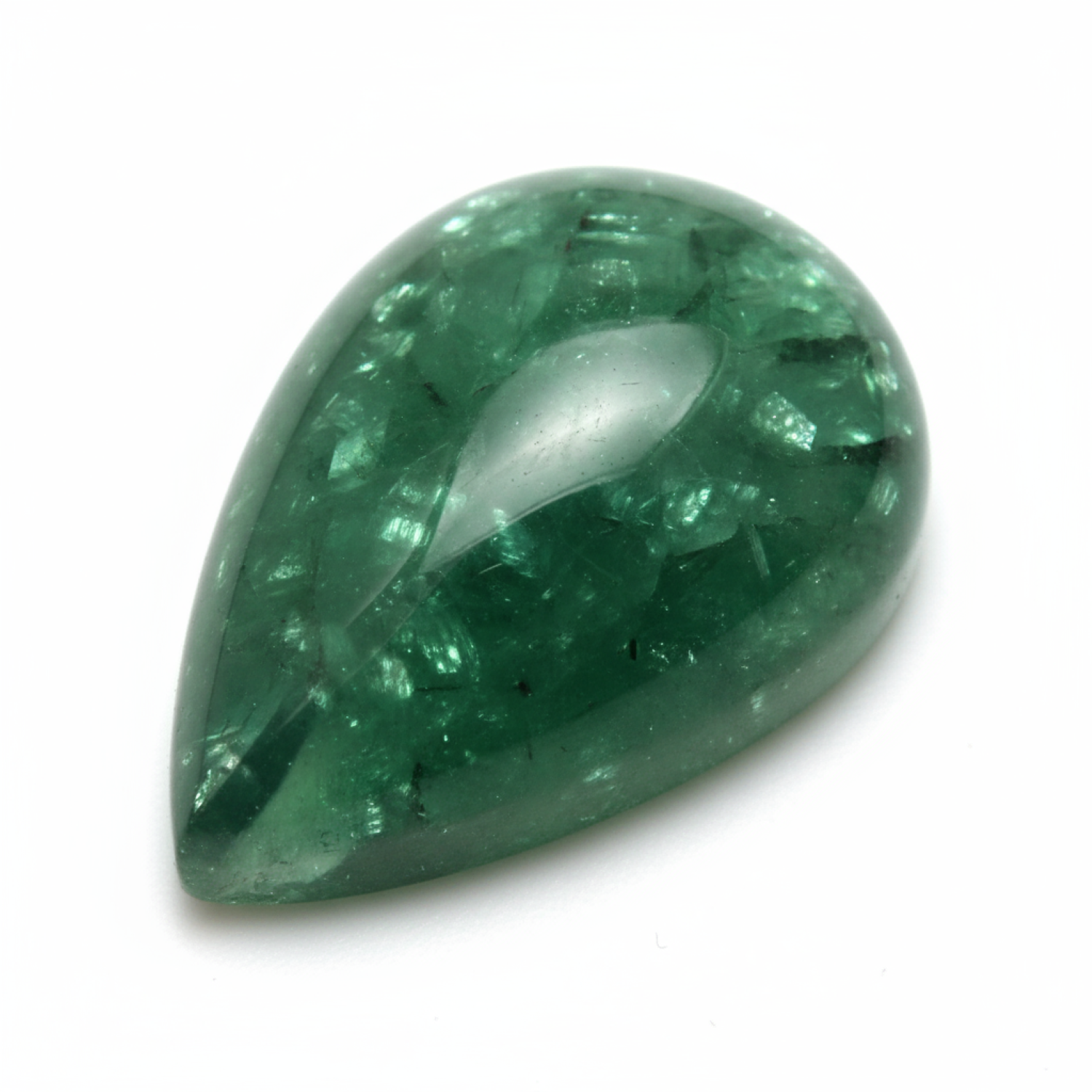 Grüner Aventurin, 1 Stück, mittelgroß, 8 x 10 mm, Birnen-Cabochon, grüner Brillant-Halbedelstein Zweitbild