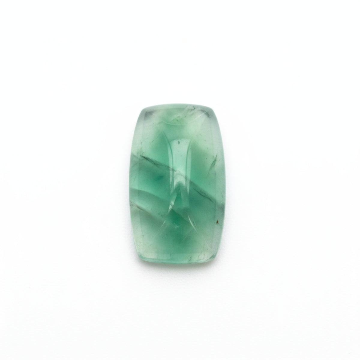 Grüner Fluorit, 1 Stück, klein, 6 x 12 mm, Baguette-Cabochon, grün, brillant, Halbedelsteine, lose Edelsteine