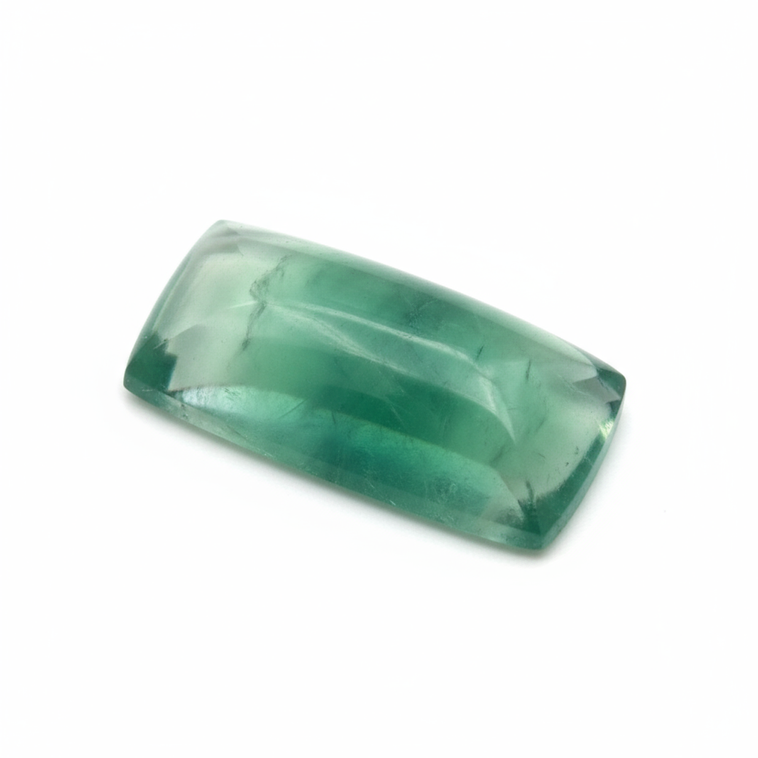 Green Fluorite 1PC Medium 7x14 MM Baguette Cabochon Green Sparkling semi Precious Loose Gemstone メイン画像