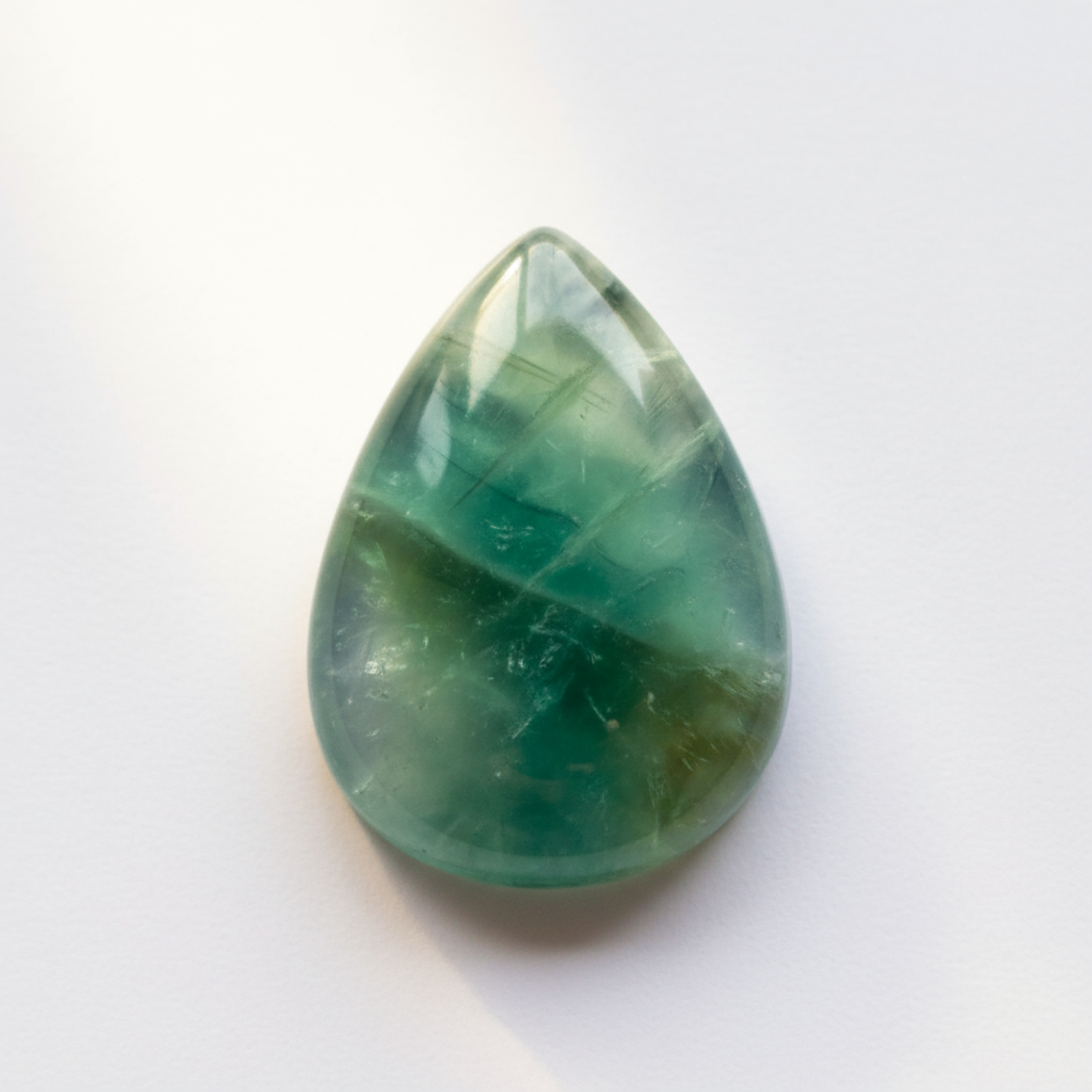 Green Fluorite 1PC Small 6x8 MM Pear Cabochon Green Sparkling semi Precious Gems メイン画像