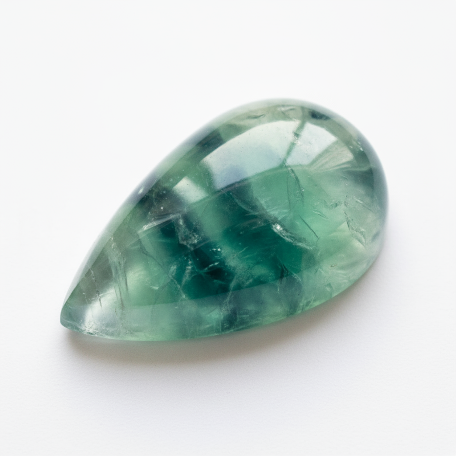 Green Fluorite 1PC Small 6x9 MM Pear Cabochon Green Polished semi Precious Loose Gems メイン画像