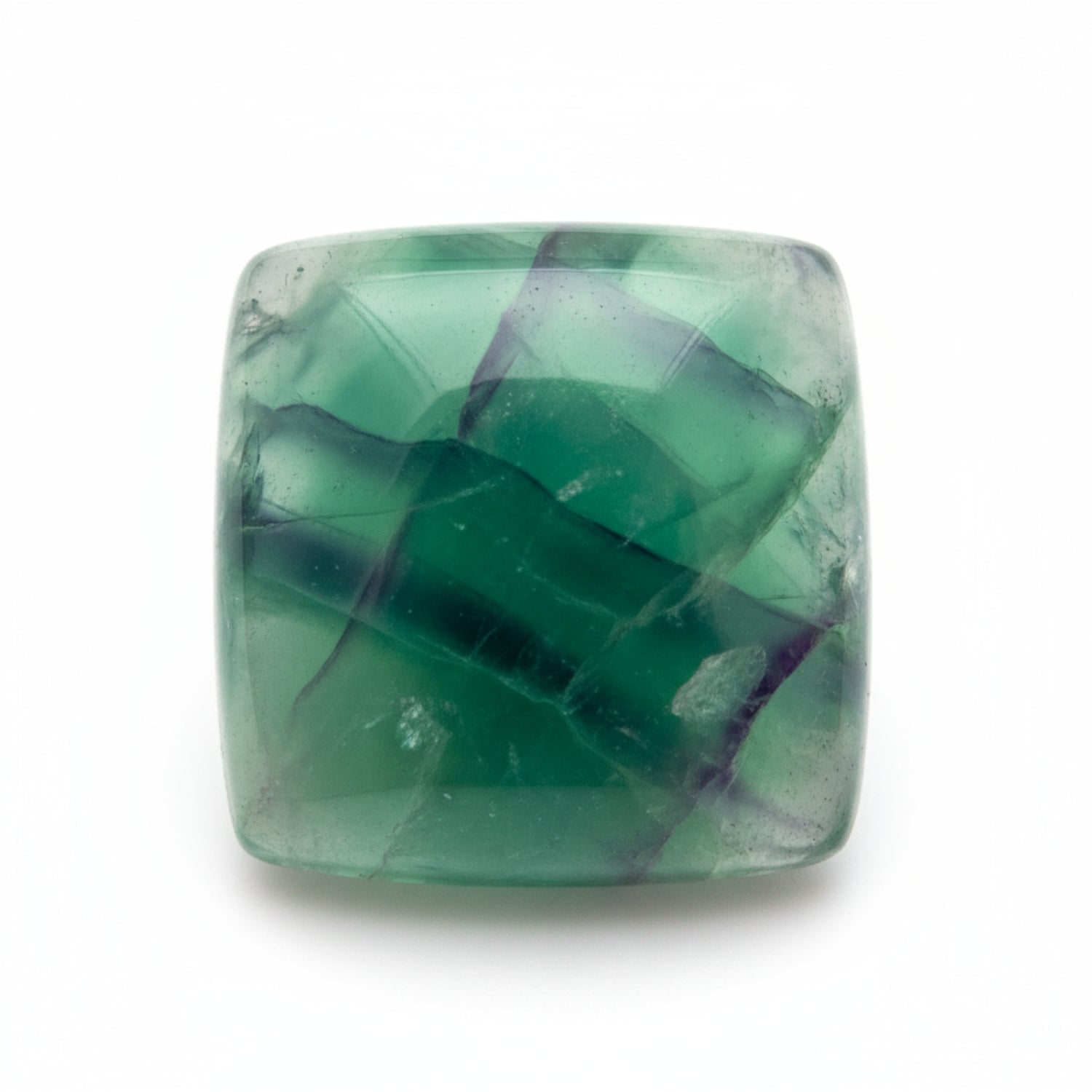 Grüner Fluorit, 1 Stück, mittelgroß, 9 x 9 mm, quadratischer Cabochon, grün, glänzend, Halbedelsteine