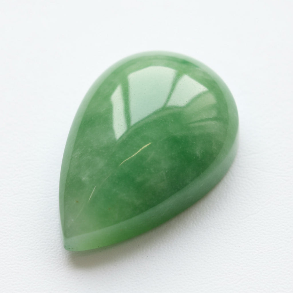 Green Jade 1PC Small 6x8 MM Pear Cabochon Green Fine semi Precious Gems