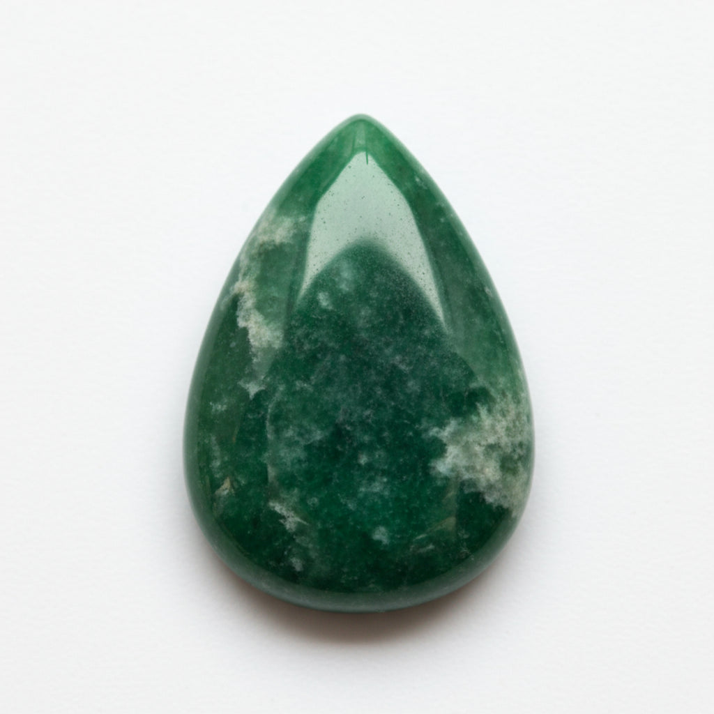 Green Jade 1PC Medium 7x10 MM Pear Cabochon Green Genuine semi Precious Loose Gemstones