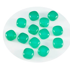 Grüner Onyx, 1 Stück, groß, 10 x 10 mm, Kissen-Cabochon, grün, brillant, Halbedelsteine, lose Edelsteine