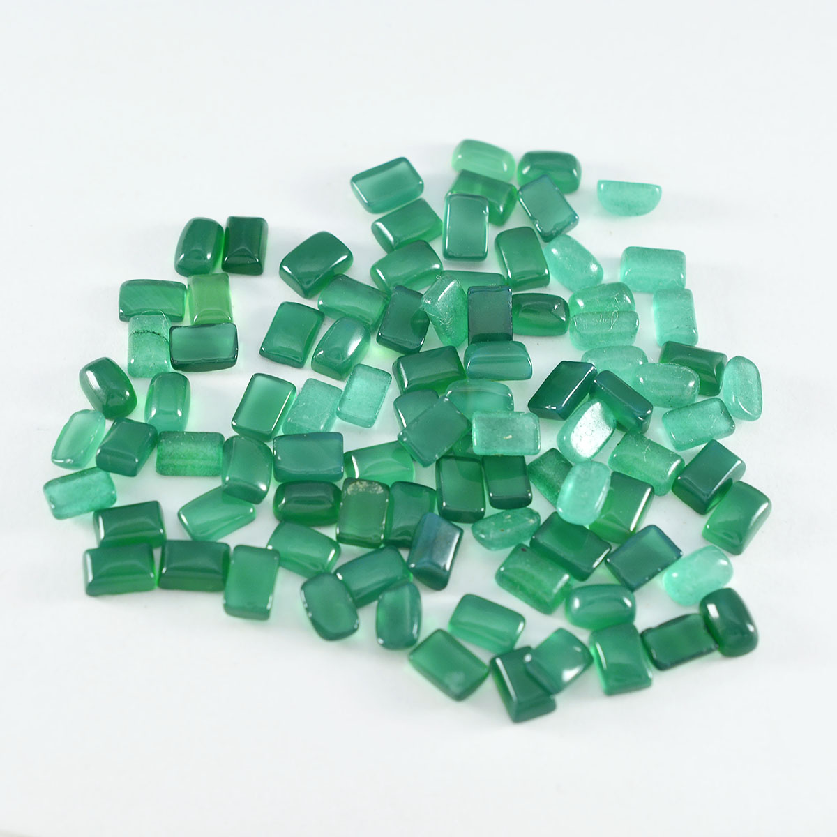 Green Onyx 10PC Tiny 3x5 MM Emerald Cabochon Green Luster semi Precious Precious Gemstone