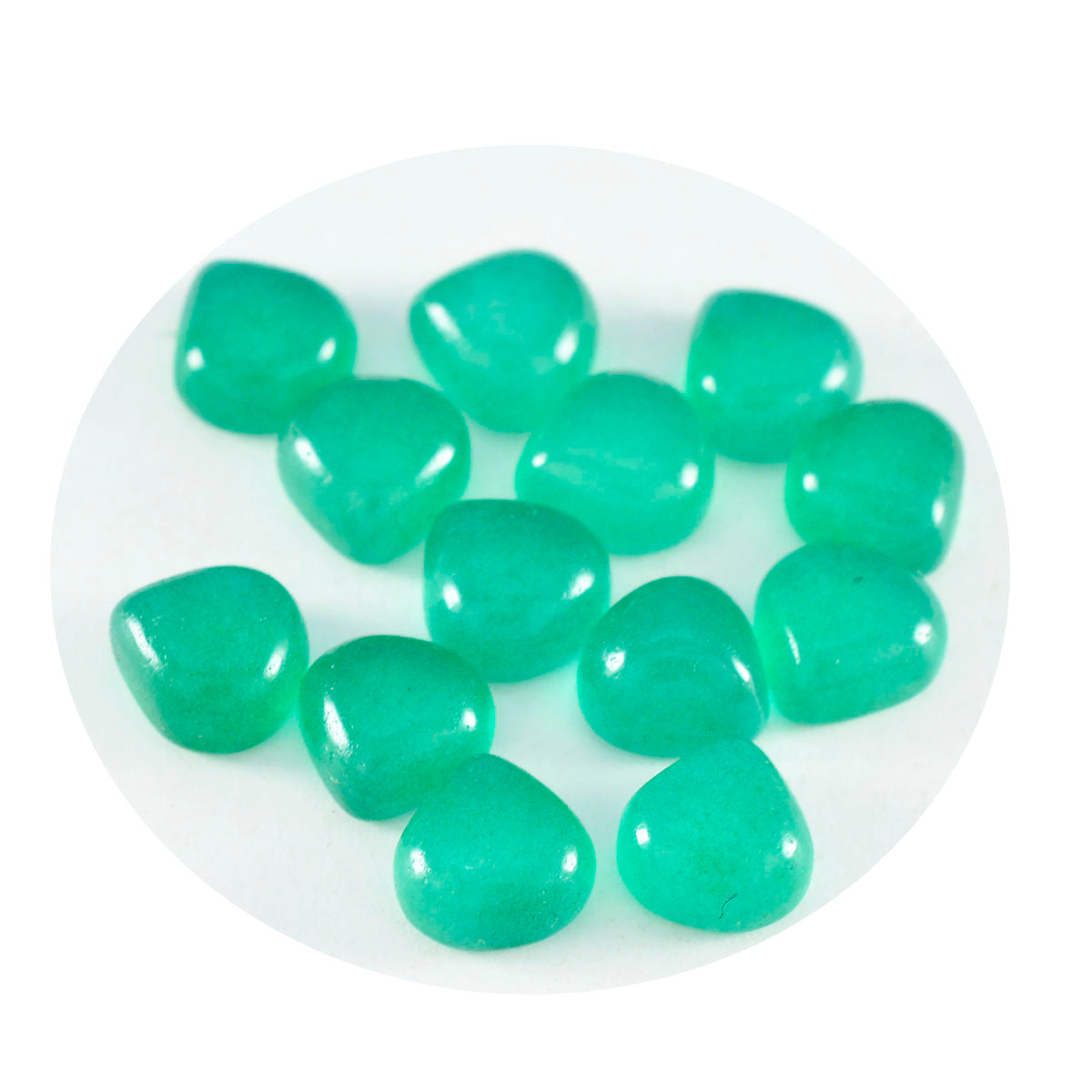 Green Onyx 1PC Small 7x7 MM Heart Cabochon Green Shine semi Precious Loose Gems Immagine secondaria del prodotto