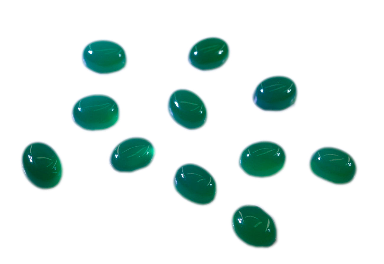 Green Onyx 10PC Tiny 3x5 MM Oval Cabochon Green Natural semi Precious Loose Gemstone Imagen secundaria del producto
