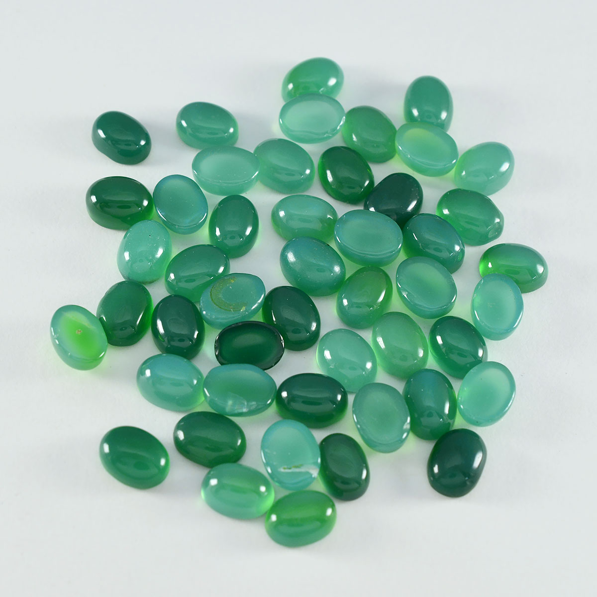 Grüner Onyx, 10 Stück, winziger 4 x 6 mm ovaler Cabochon, grün, echte Halbedelsteine, lose Edelsteine