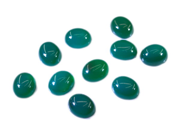 Green Onyx 1PC Large 8x12 MM Oval Cabochon Green Luster semi Precious Precious Gemstone