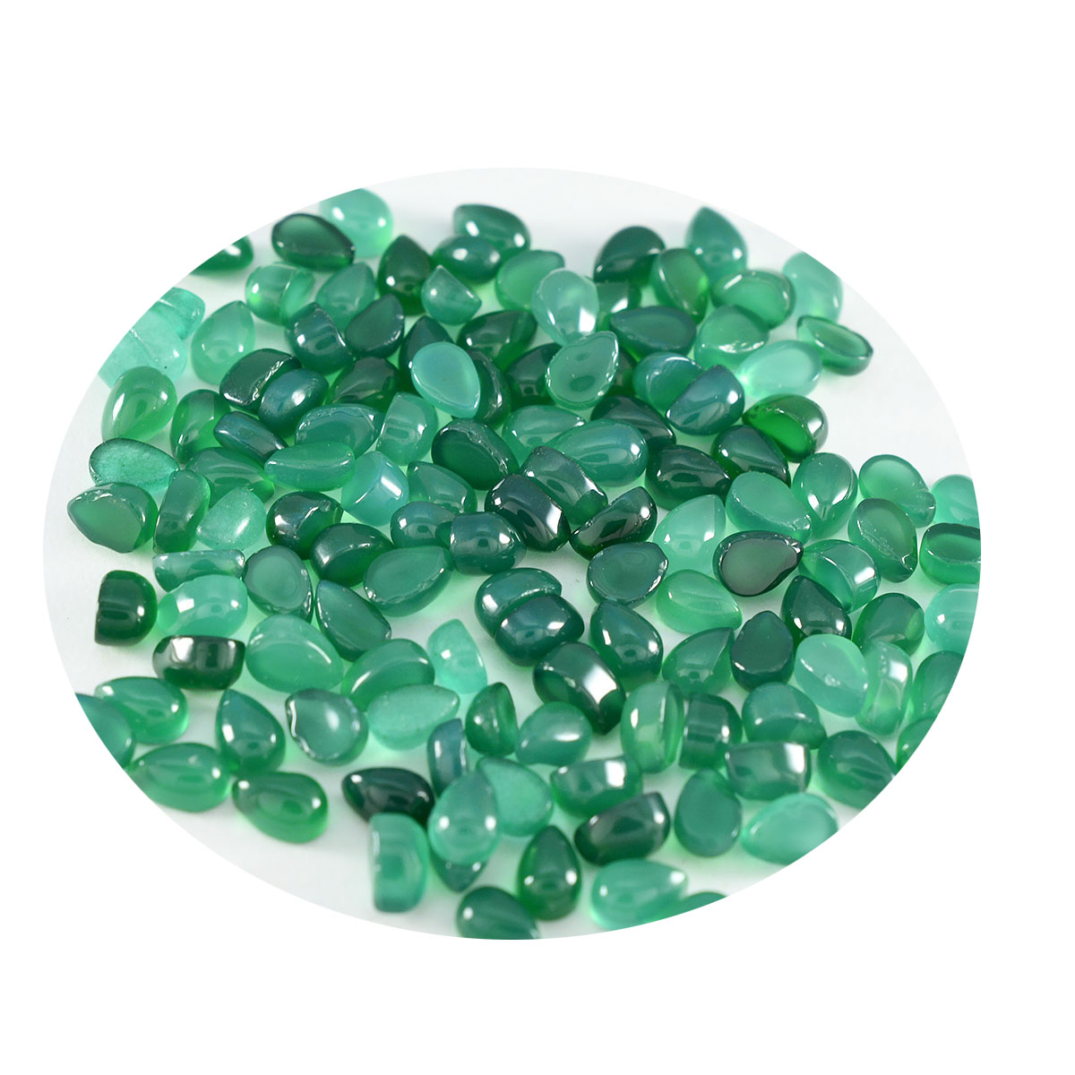 Green Onyx 10PC Tiny 4x6 MM Pear Cabochon Green Sparkling semi Precious Loose Gemstone Immagine secondaria del prodotto