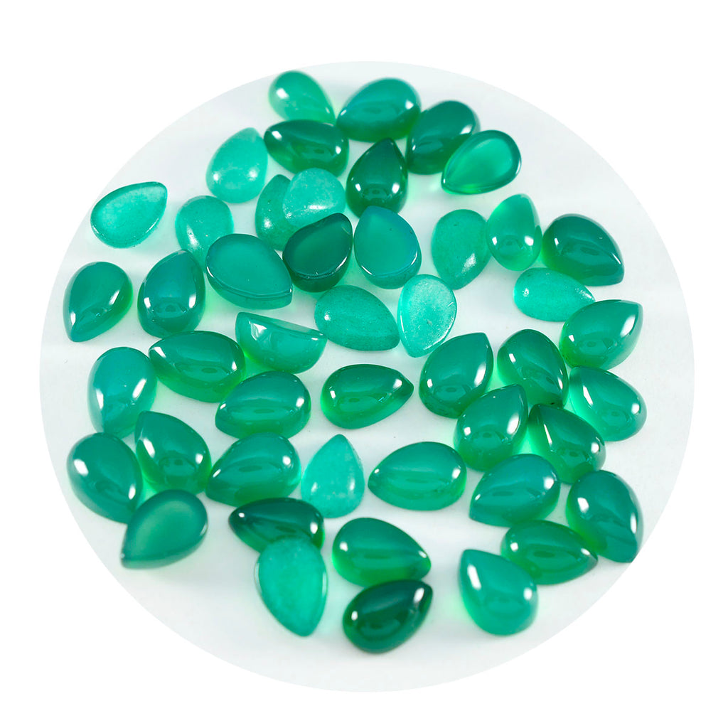 Green Onyx 1PC Tiny 5x7 MM Pear Cabochon Green Polished semi Precious Loose Gemstones