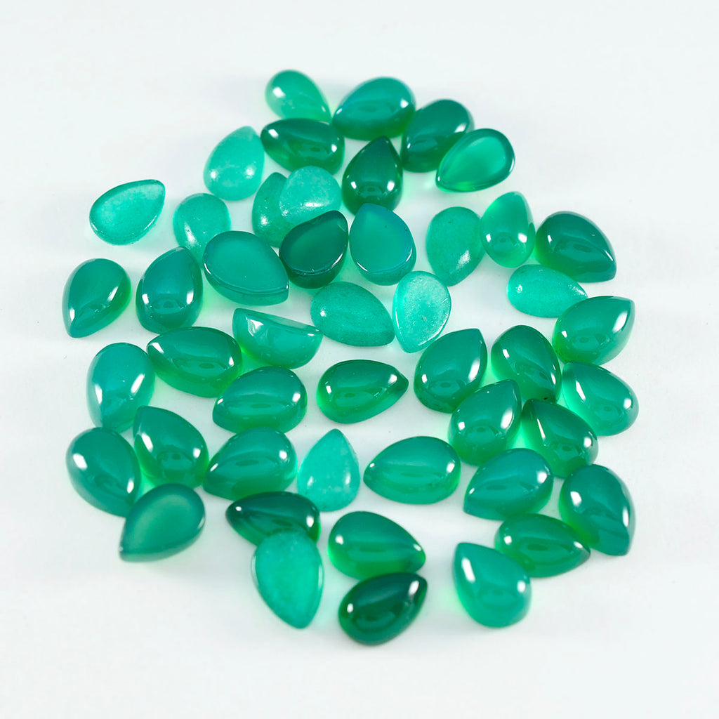 Green Onyx 1PC Tiny 5x7 MM Pear Cabochon Green Polished semi Precious Loose Gemstones