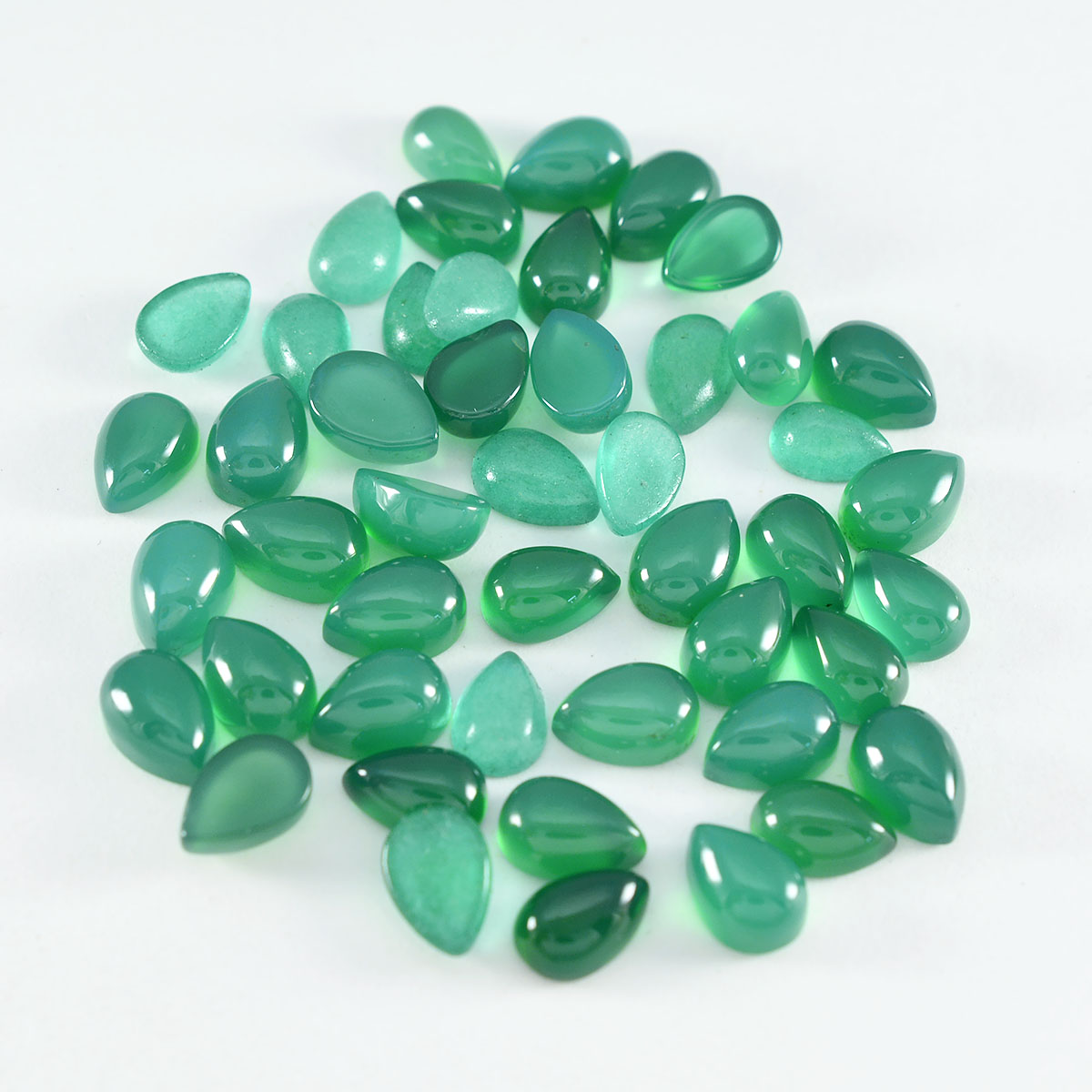 Green Onyx 10PC Tiny 4x6 MM Pear Cabochon Green Sparkling semi Precious Loose Gemstone