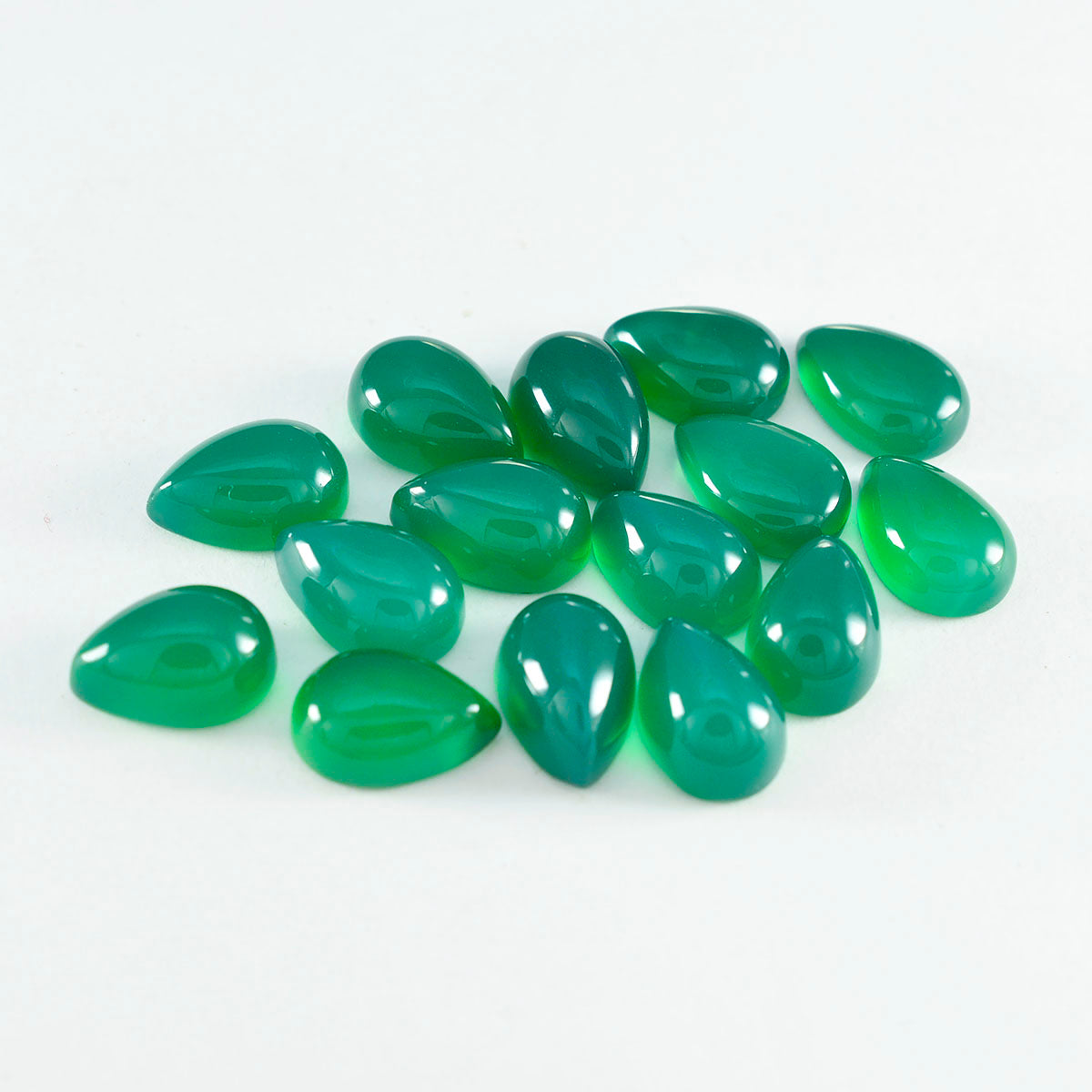 Green Onyx 1PC Small 7x9 MM Pear Cabochon Green Lustrous semi Precious Gems
