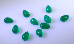 Green Onyx 1PC Tiny 5x7 MM Pear Cabochon Green Polished semi Precious Loose Gemstones