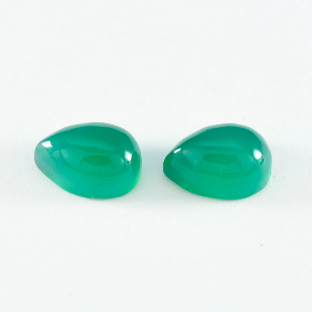 Green Onyx 1PC Small 6x9 MM Pear Cabochon Green Luster semi Precious Precious Gemstone