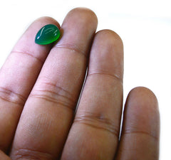 Green Onyx 1PC Medium 7x10 MM Pear Cabochon Green Shine semi Precious Loose Gems