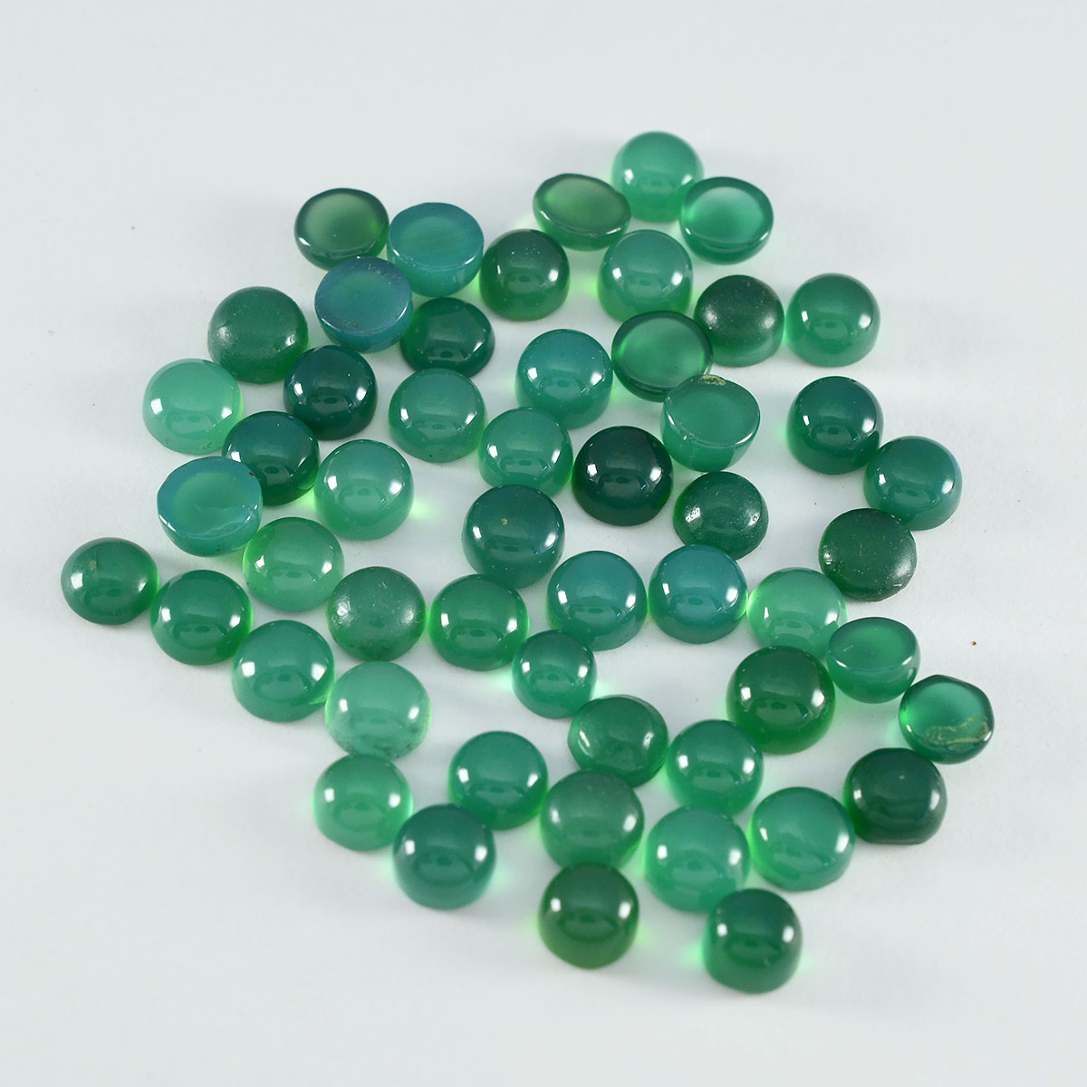 Green Onyx 10PC Tiny 4x4 MM Round Cabochon Green Polished semi Precious Loose Gemstones Image principale du produit