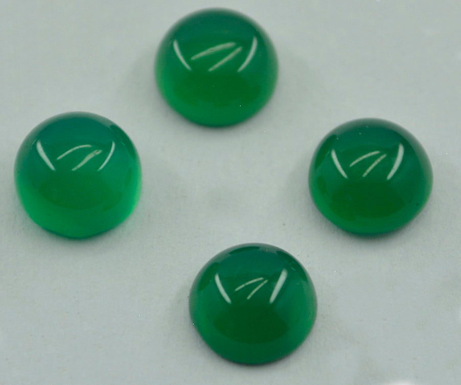 Green Onyx 1PC Small 7x7 MM Round Cabochon Green Lustrous semi Precious Gems