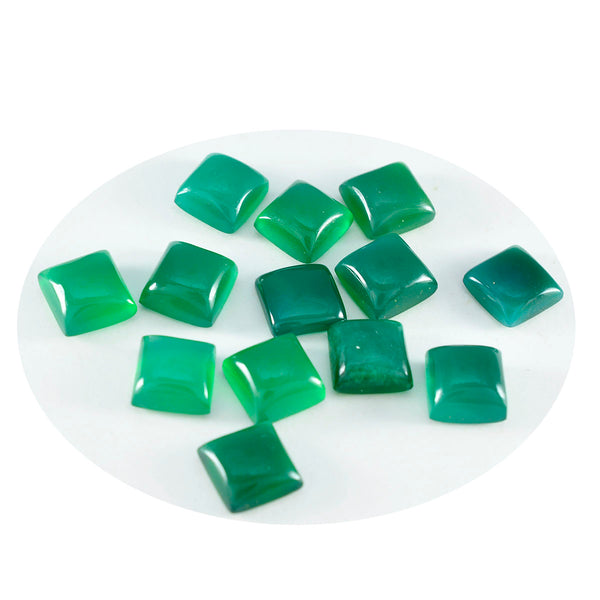 Green Onyx 10PC Tiny 4x4 MM Square Cabochon Green Fiery semi Precious Loose Gemstone