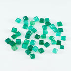 Green Onyx 10PC Tiny 4x4 MM Square Cabochon Green Fiery semi Precious Loose Gemstone