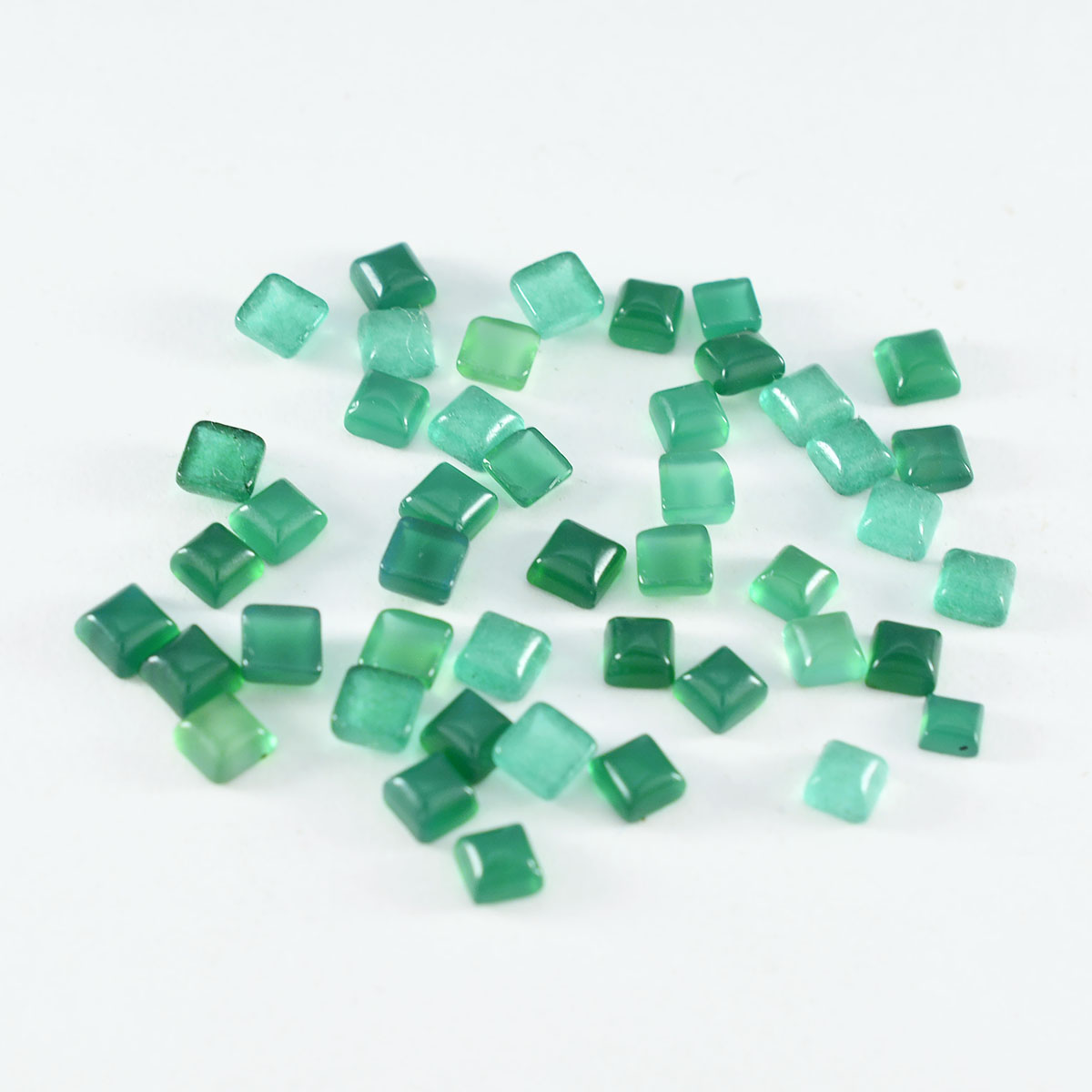 Green Onyx 10PC Tiny 4x4 MM Square Cabochon Green Fiery semi Precious Loose Gemstone