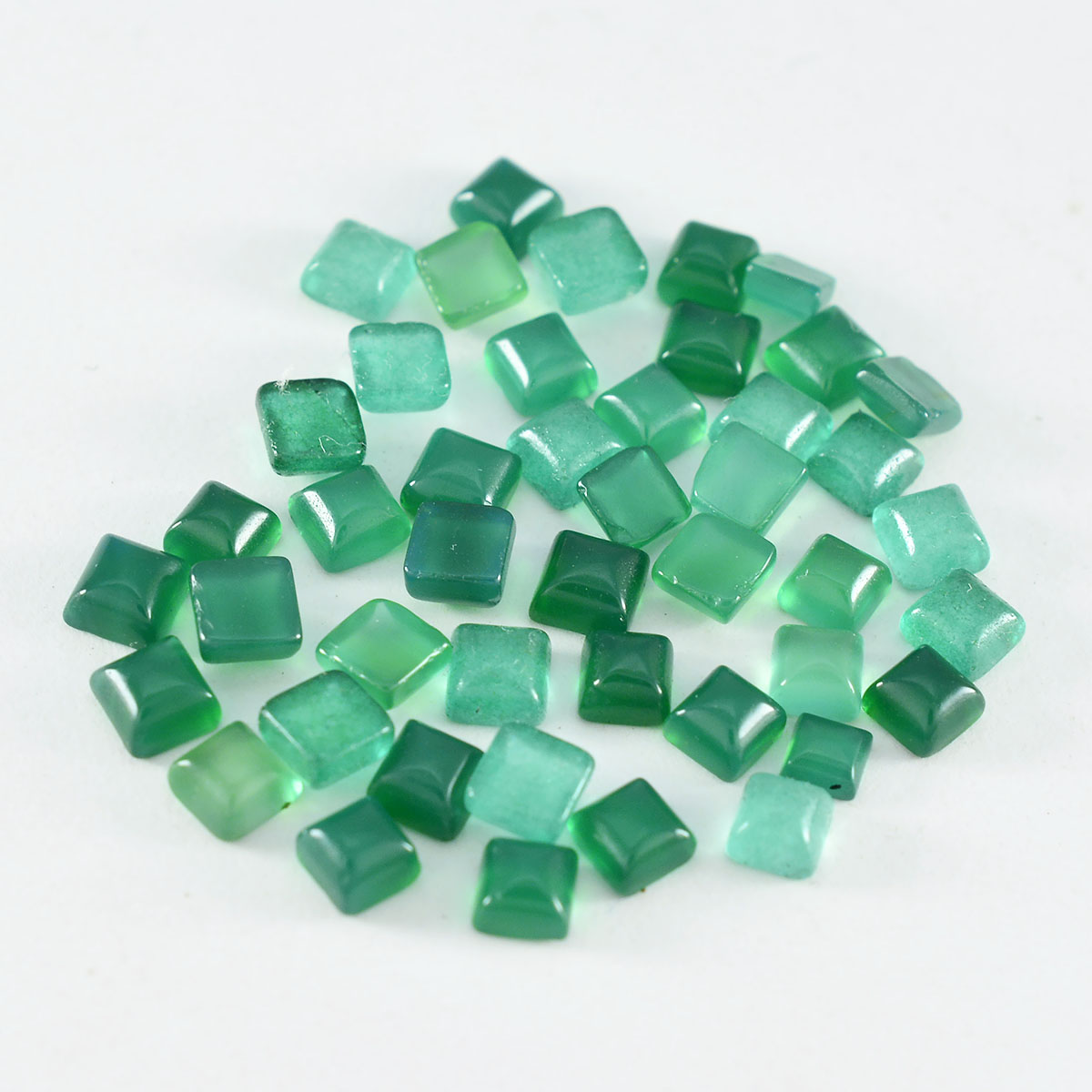 Grüner Onyx, 10 Stück, winziger 4 x 4 mm quadratischer Cabochon, grüner feuriger Halbedelstein, loser Edelstein Hauptbild