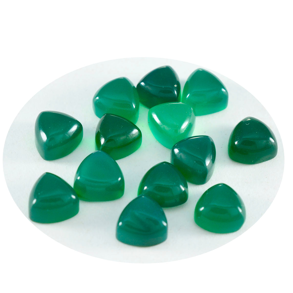 Green Onyx 1PC Medium 9x9 MM Triangle Cabochon Green Fiery semi Precious Semi Precious Gemstone