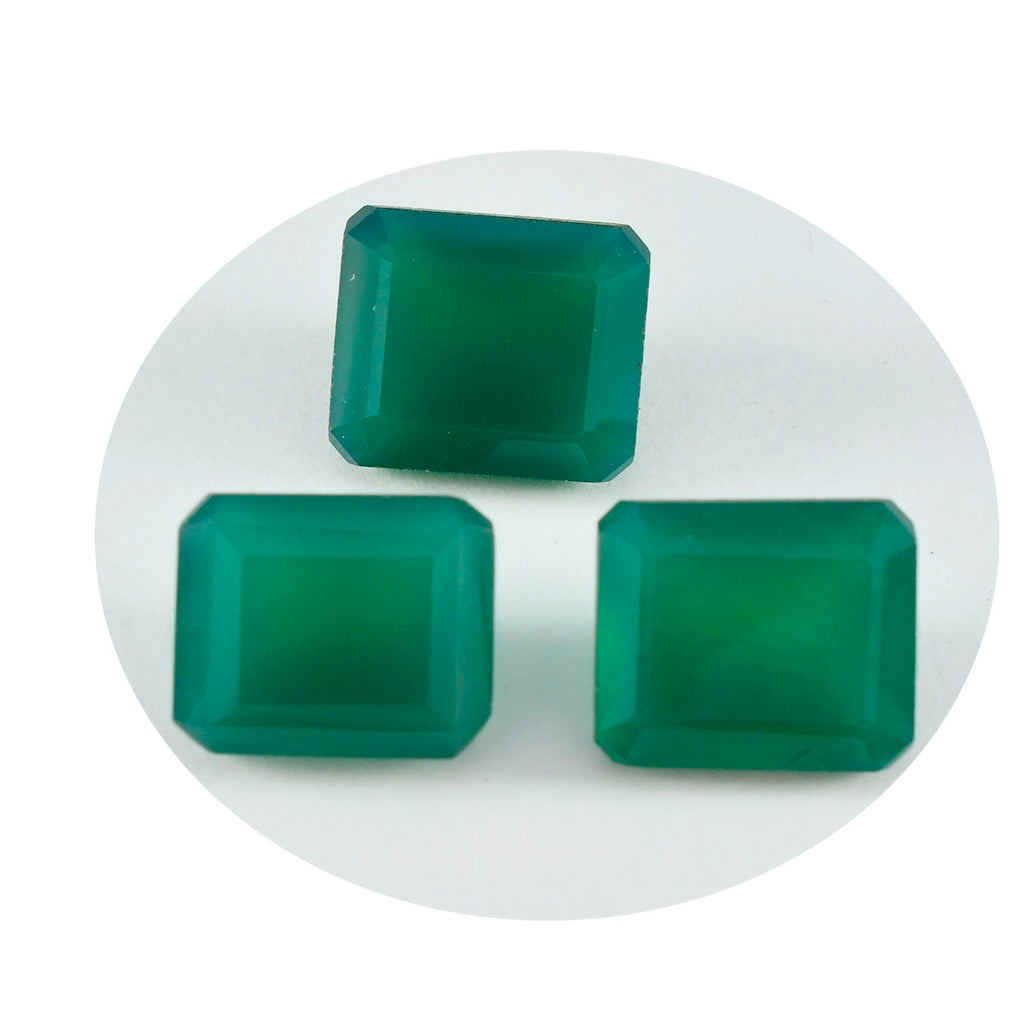 Green Onyx 1PC Large 10x12 MM Emerald Faceted Green Polished Semi Precious Loose Gemstones