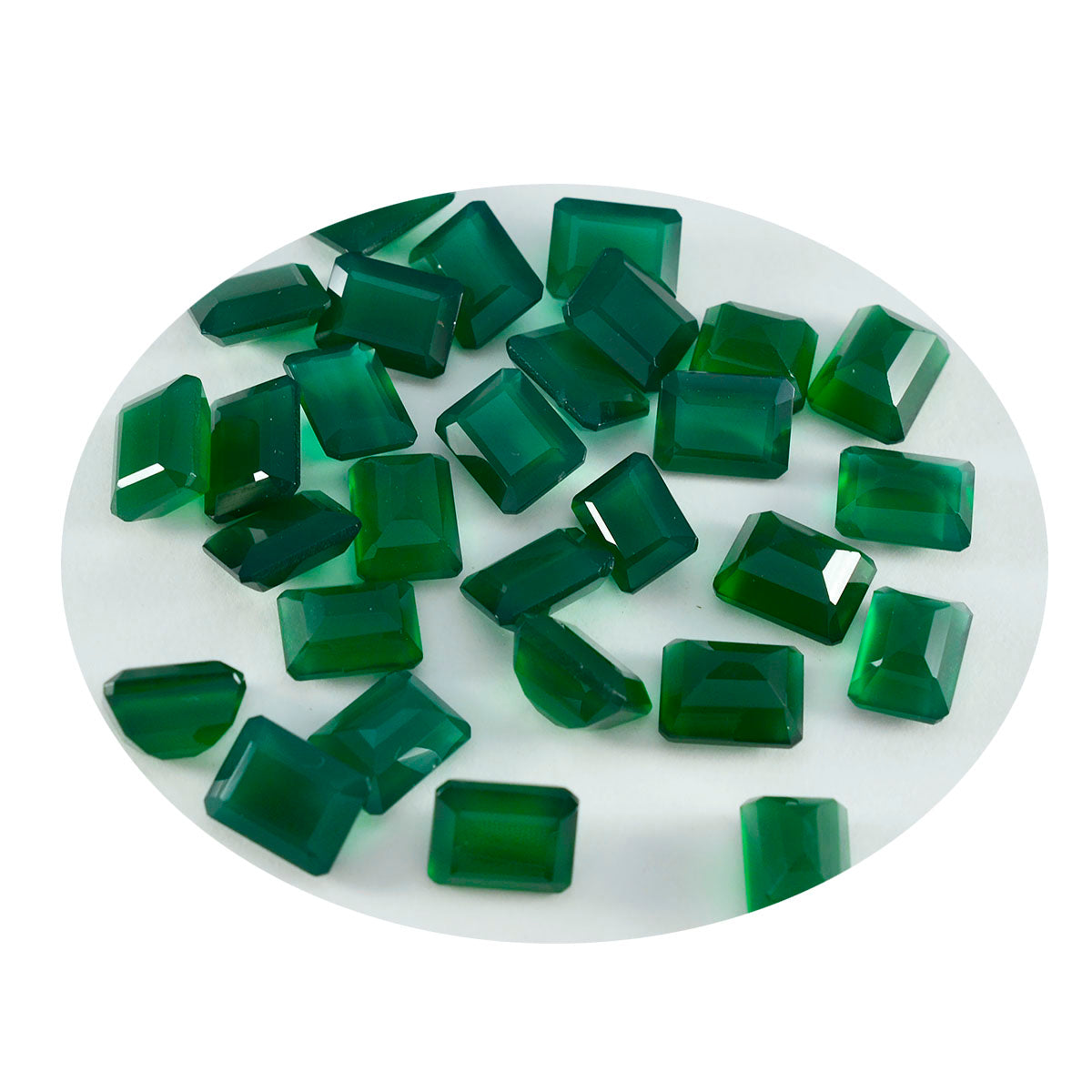 Green Onyx 1PC Small 6x8 MM Emerald Faceted Green Natural Semi Precious Gems