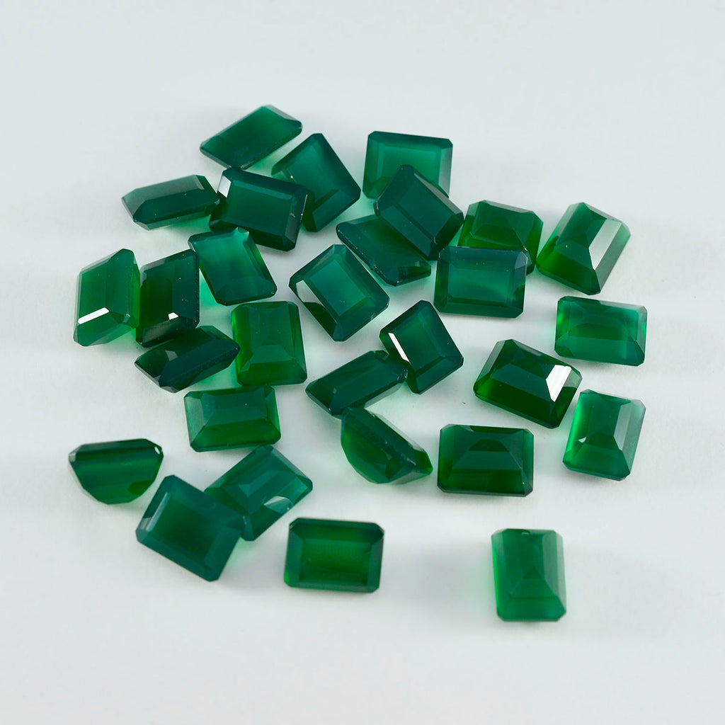 Green Onyx 1PC Small 6x8 MM Emerald Faceted Green Natural Semi Precious Gems