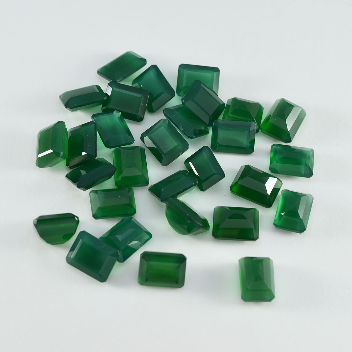 Green Onyx 1PC Small 6x8 MM Emerald Faceted Green Natural Semi Precious Gems