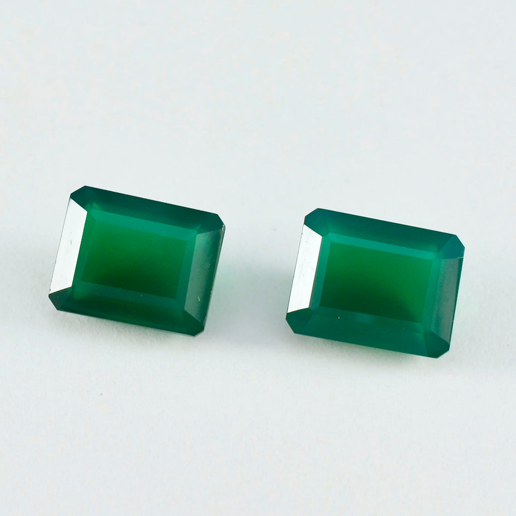 Grüner Onyx, 1 Stück, groß, 9 x 11 mm, Smaragd, facettiert, grün, brillant, Halbedelsteine, lose Edelsteine