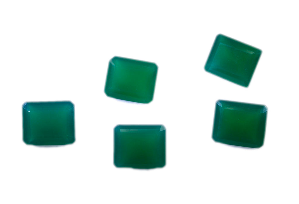 Green Onyx 1PC Small 7x9 MM Emerald Faceted Green Superior Semi Precious Loose Gemstone