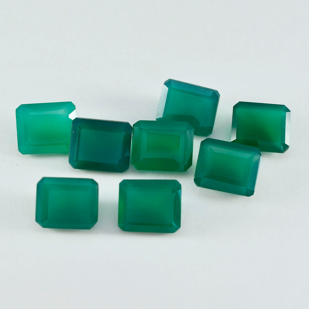 Grüner Onyx, 1 Stück, groß, 9 x 11 mm, Smaragd, facettiert, grün, brillant, Halbedelsteine, lose Edelsteine