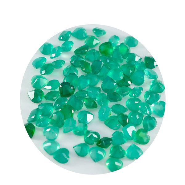 Green Onyx 10PC Tiny 3x3 MM Heart Faceted Green Fiery Semi Precious Loose Gemstone
