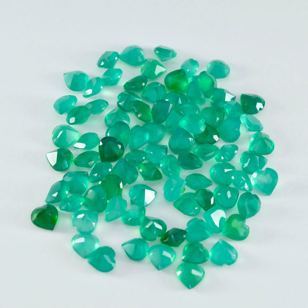 Green Onyx 10PC Tiny 4x4 MM Heart Faceted Green Brilliant Semi Precious Loose Gemstones