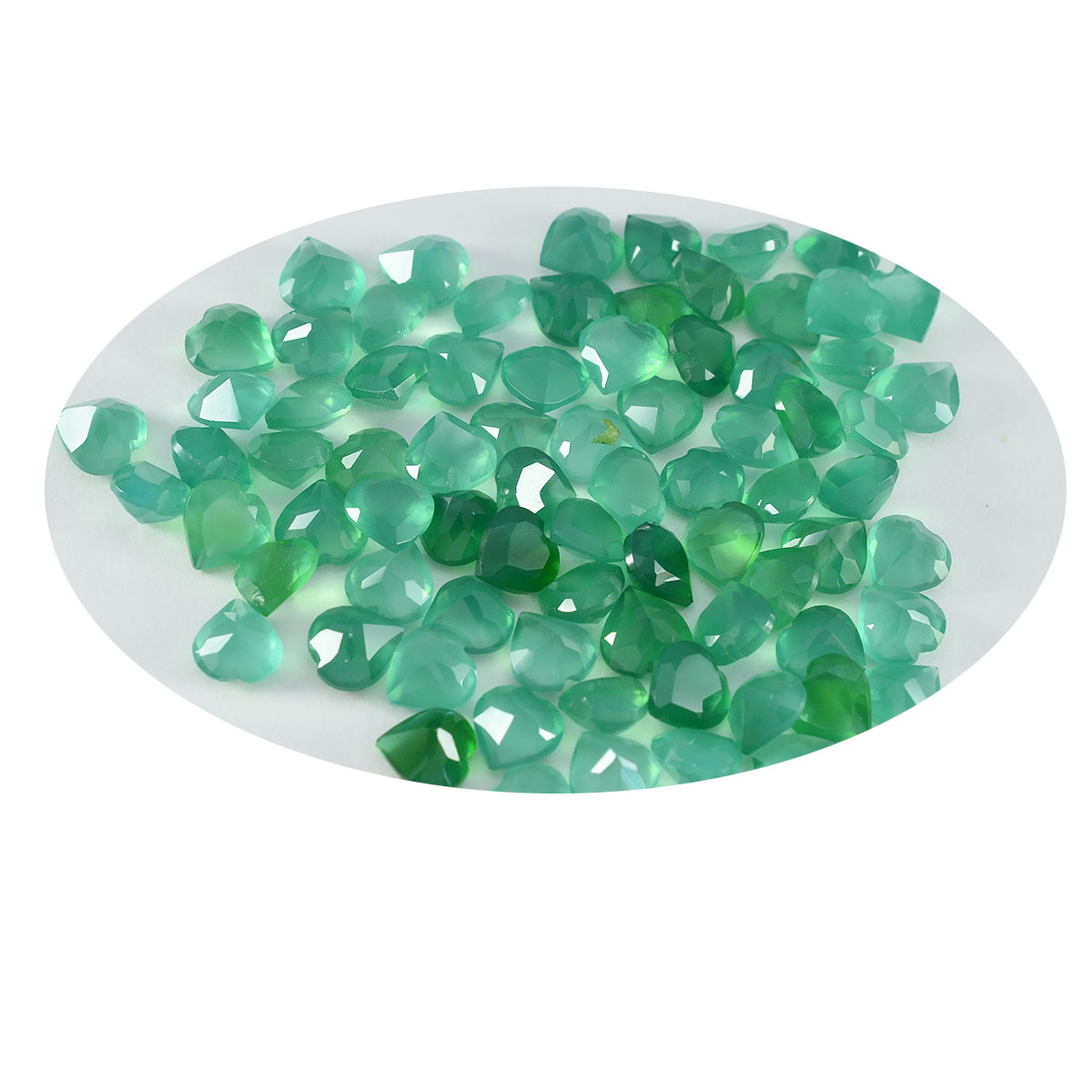 Green Onyx 10PC Tiny 5x5 MM Heart Faceted Green Sparkling Semi Precious Gems