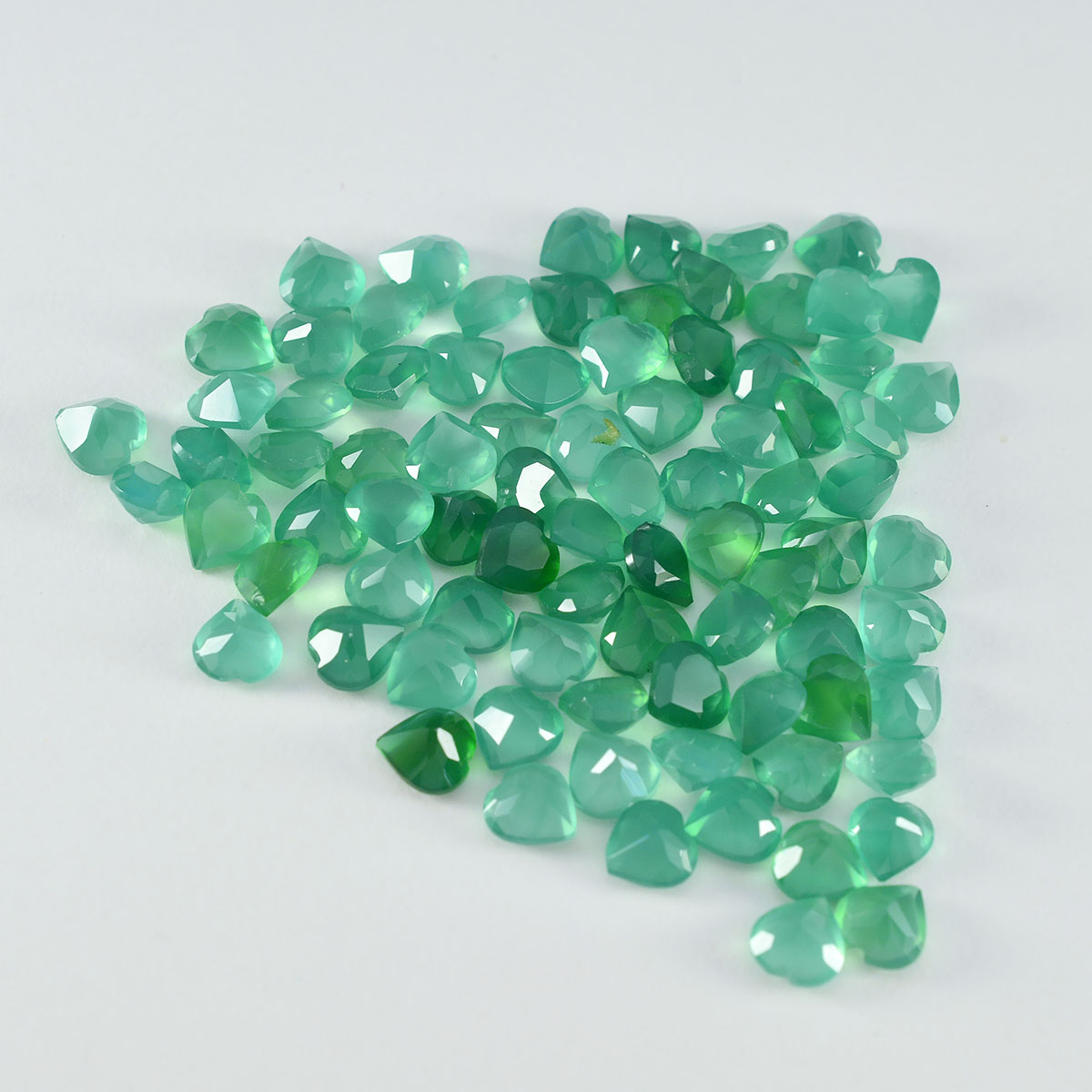 Green Onyx 10PC Tiny 5x5 MM Heart Faceted Green Sparkling Semi Precious Gems
