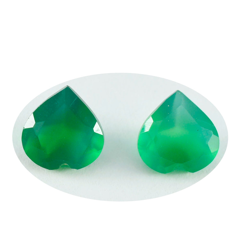 Green Onyx 1PC Chunky 14x14 MM Heart Faceted Green Genuine Semi Precious Loose Gems