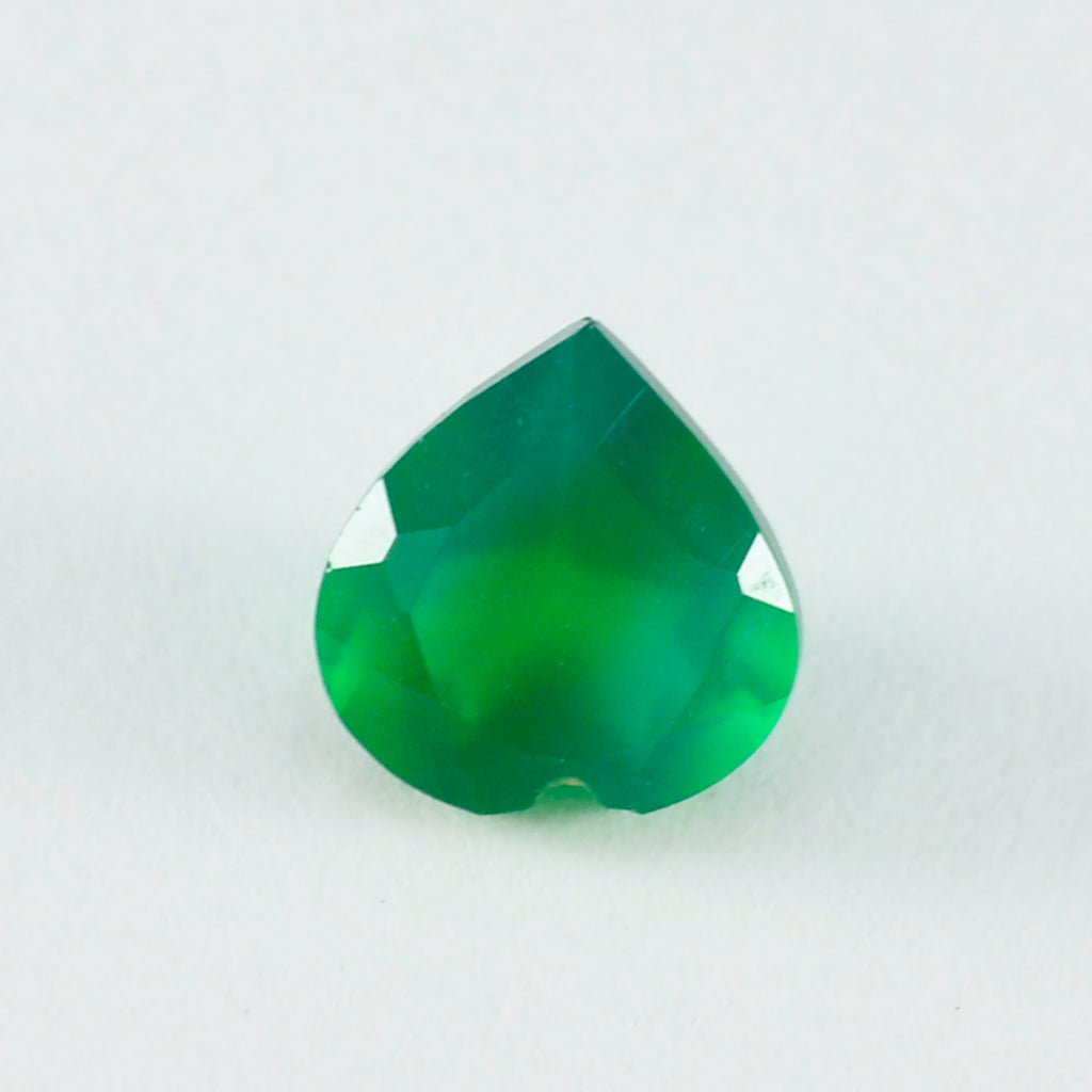 Green Onyx 1PC Medium 9x9 MM Heart Faceted Green Lustrous Semi Precious Gems