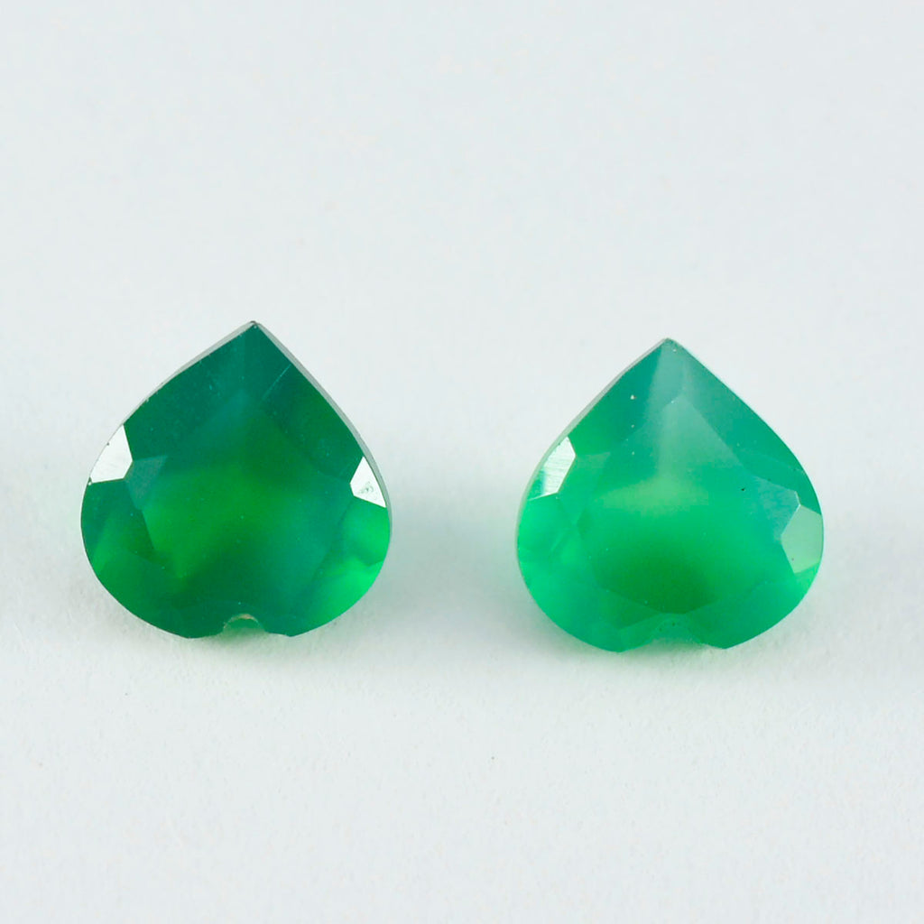 Green Onyx 1PC Large 12x12 MM Heart Faceted Green High Quality Semi Precious Loose Gemstones